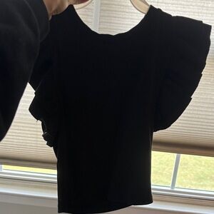 Zara Black Ruffle Sleeve Top